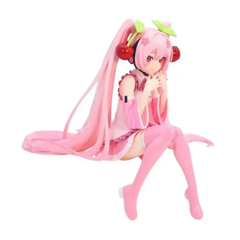 New Hatsune Miku Anime Figure Pink Dress PVC Model Action Toys Cherry Pink Cherry Blossom Decoration Collect Gifts @