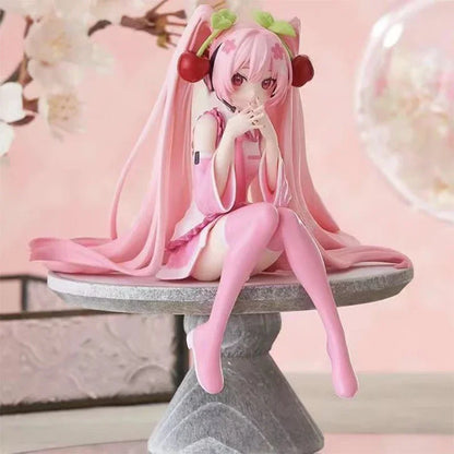 New Hatsune Miku Anime Figure Pink Dress PVC Model Action Toys Cherry Pink Cherry Blossom Decoration Collect Gifts @