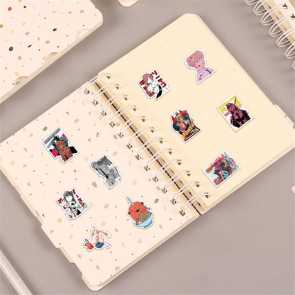 50Pcs Chainsaw Anime Man Stickers for Kids, Cool Waterproof Vinyl Decal for Teen Adult Boy Laptop, Travel Case, Phone, Bike, Water Bottle, Guitar, Computer, Skateboard (Chainsaw50)