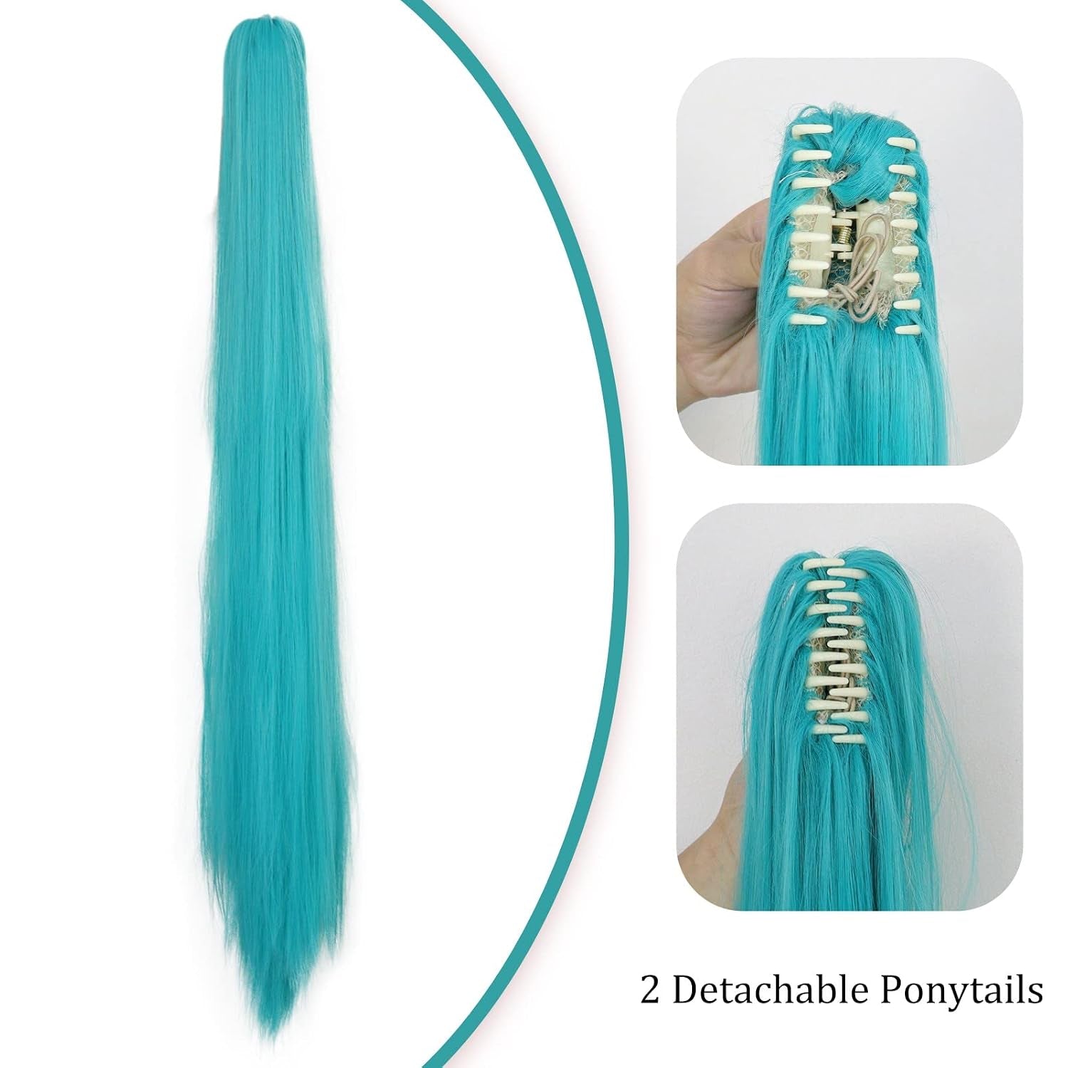 Long Green Ponytails Wig Teal Double Pigtails Wig Anime Cosplay