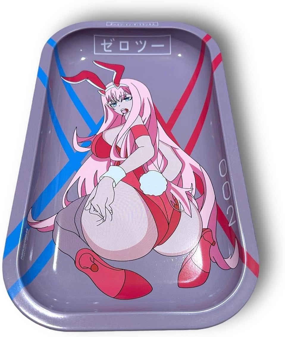 Anime Rolling Tray 11X7 Anime Ash Tray Premium Metal Gold Plating Jewelry Decorative Trendy Gifts Zerotwo Merch Otaku Gift Gaming Desk Decroation (002)