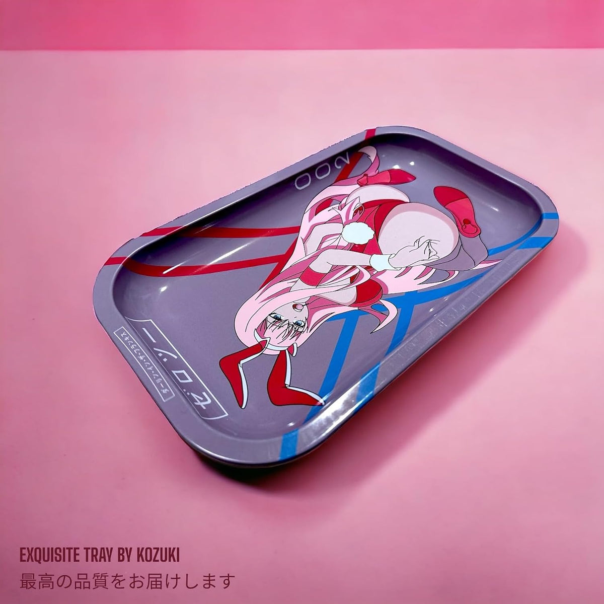 Anime Rolling Tray 11X7 Anime Ash Tray Premium Metal Gold Plating Jewelry Decorative Trendy Gifts Zerotwo Merch Otaku Gift Gaming Desk Decroation (002)