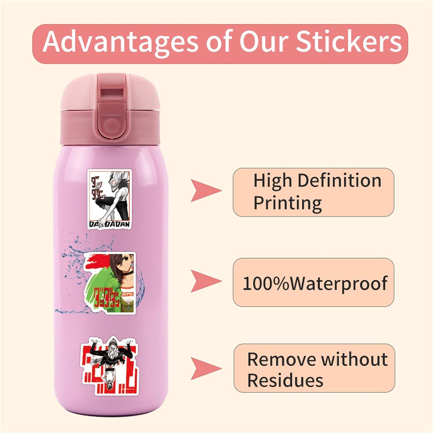 55Pcs DAN DA DAN Stickers,Cute Japanese Anime Aesthetic Stickers,Vinyl Waterproof Sticker for Water Bottle Laptop Phone Journal,Gifts for Teens and Adults(Ddd)