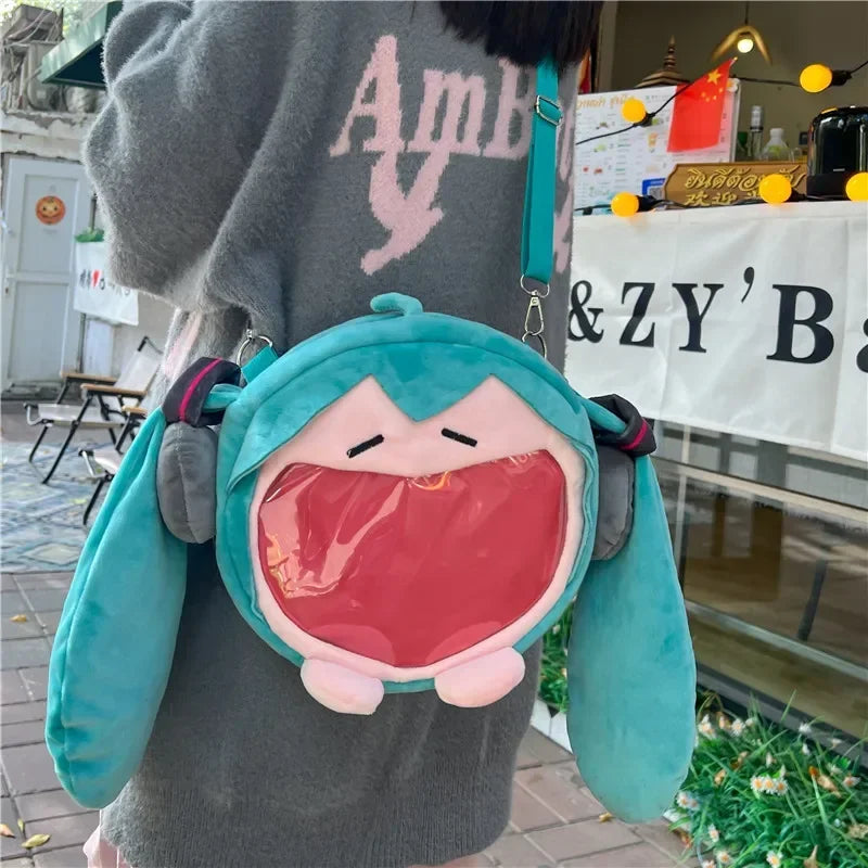 @@@Hatsune Miku Shoulder Bag Backpack Cute Anime Plush Cartoon Kawaii Knapsack Student Bag Packet for Gifts Toys
