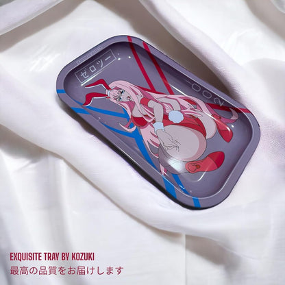 Anime Rolling Tray 11X7 Anime Ash Tray Premium Metal Gold Plating Jewelry Decorative Trendy Gifts Zerotwo Merch Otaku Gift Gaming Desk Decroation (002)