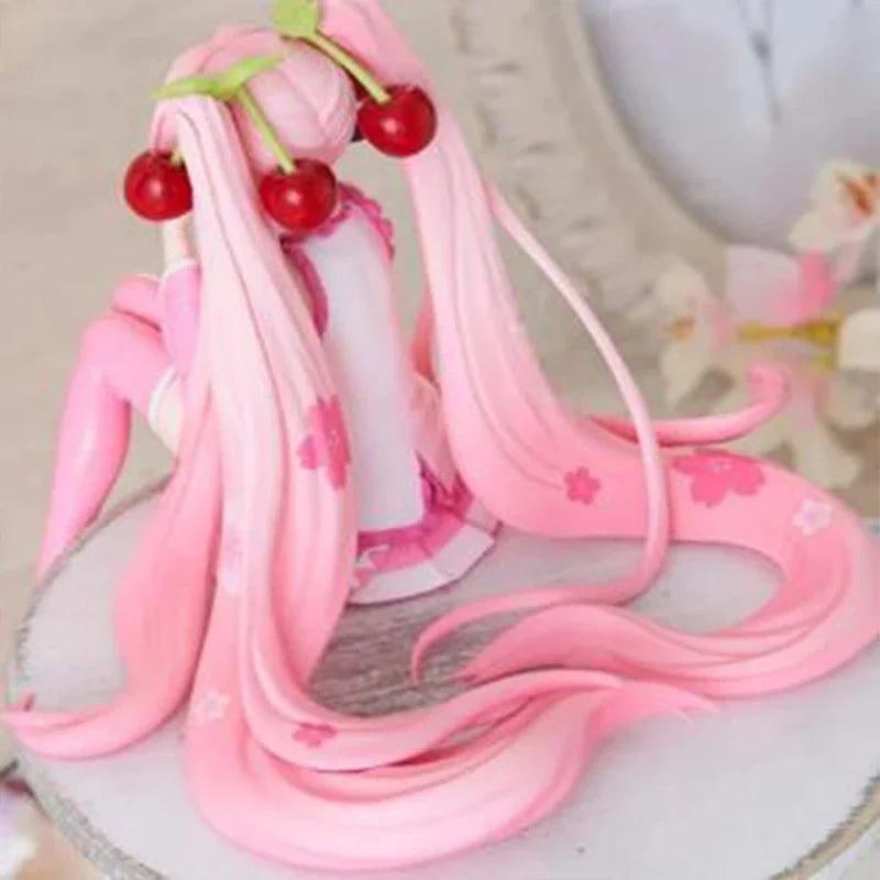 New Hatsune Miku Anime Figure Pink Dress PVC Model Action Toys Cherry Pink Cherry Blossom Decoration Collect Gifts @