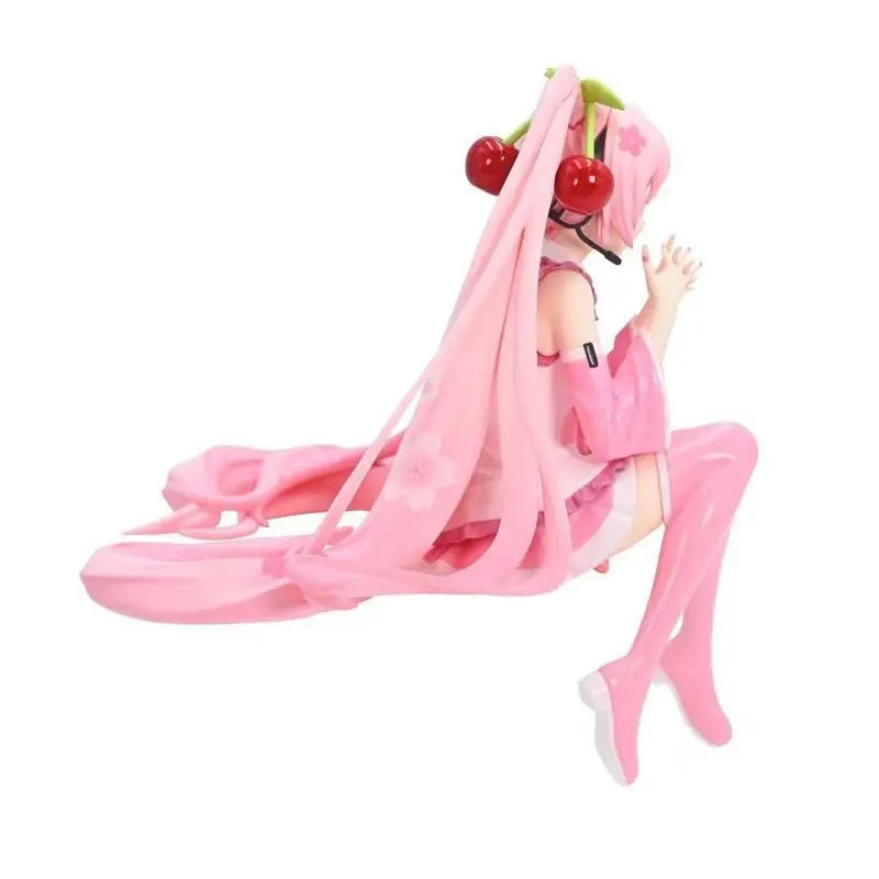 New Hatsune Miku Anime Figure Pink Dress PVC Model Action Toys Cherry Pink Cherry Blossom Decoration Collect Gifts @