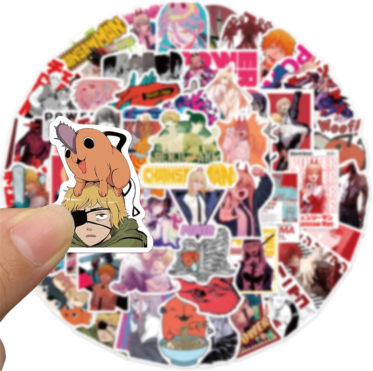 50Pcs Chainsaw Anime Man Stickers for Kids, Cool Waterproof Vinyl Decal for Teen Adult Boy Laptop, Travel Case, Phone, Bike, Water Bottle, Guitar, Computer, Skateboard (Chainsaw50)