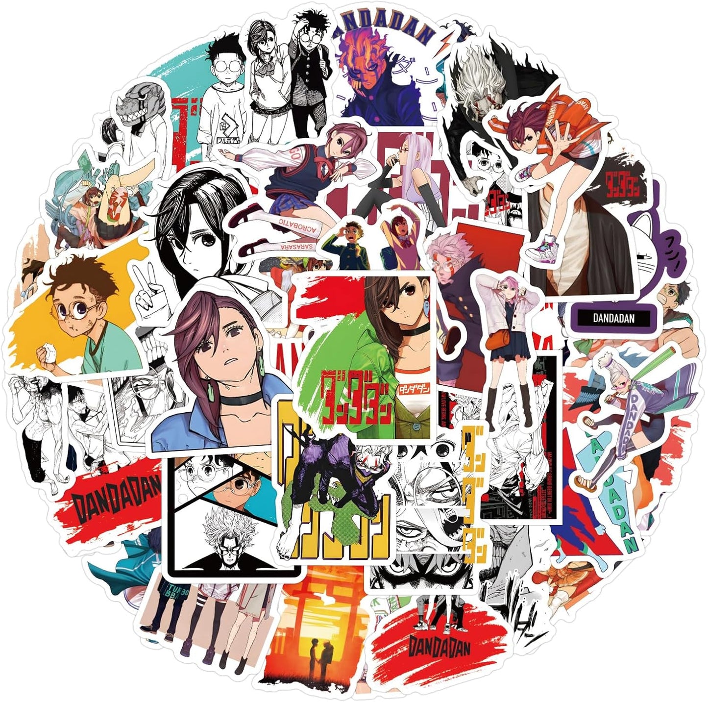 55Pcs DAN DA DAN Stickers,Cute Japanese Anime Aesthetic Stickers,Vinyl Waterproof Sticker for Water Bottle Laptop Phone Journal,Gifts for Teens and Adults(Ddd)