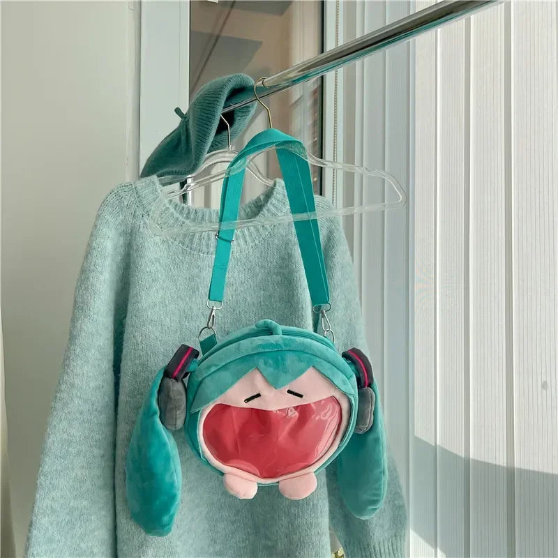 @@@Hatsune Miku Shoulder Bag Backpack Cute Anime Plush Cartoon Kawaii Knapsack Student Bag Packet for Gifts Toys