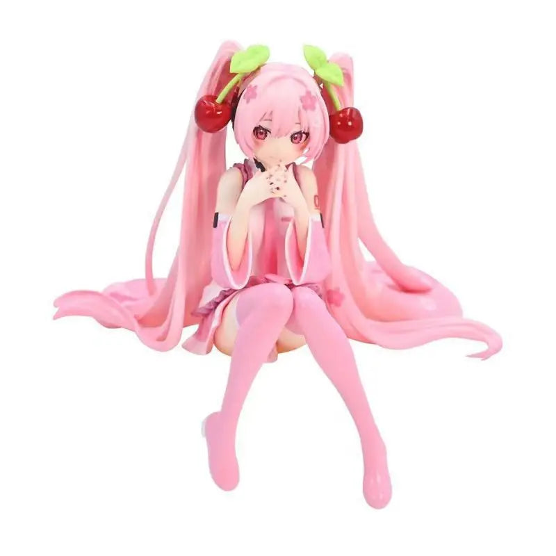New Hatsune Miku Anime Figure Pink Dress PVC Model Action Toys Cherry Pink Cherry Blossom Decoration Collect Gifts @