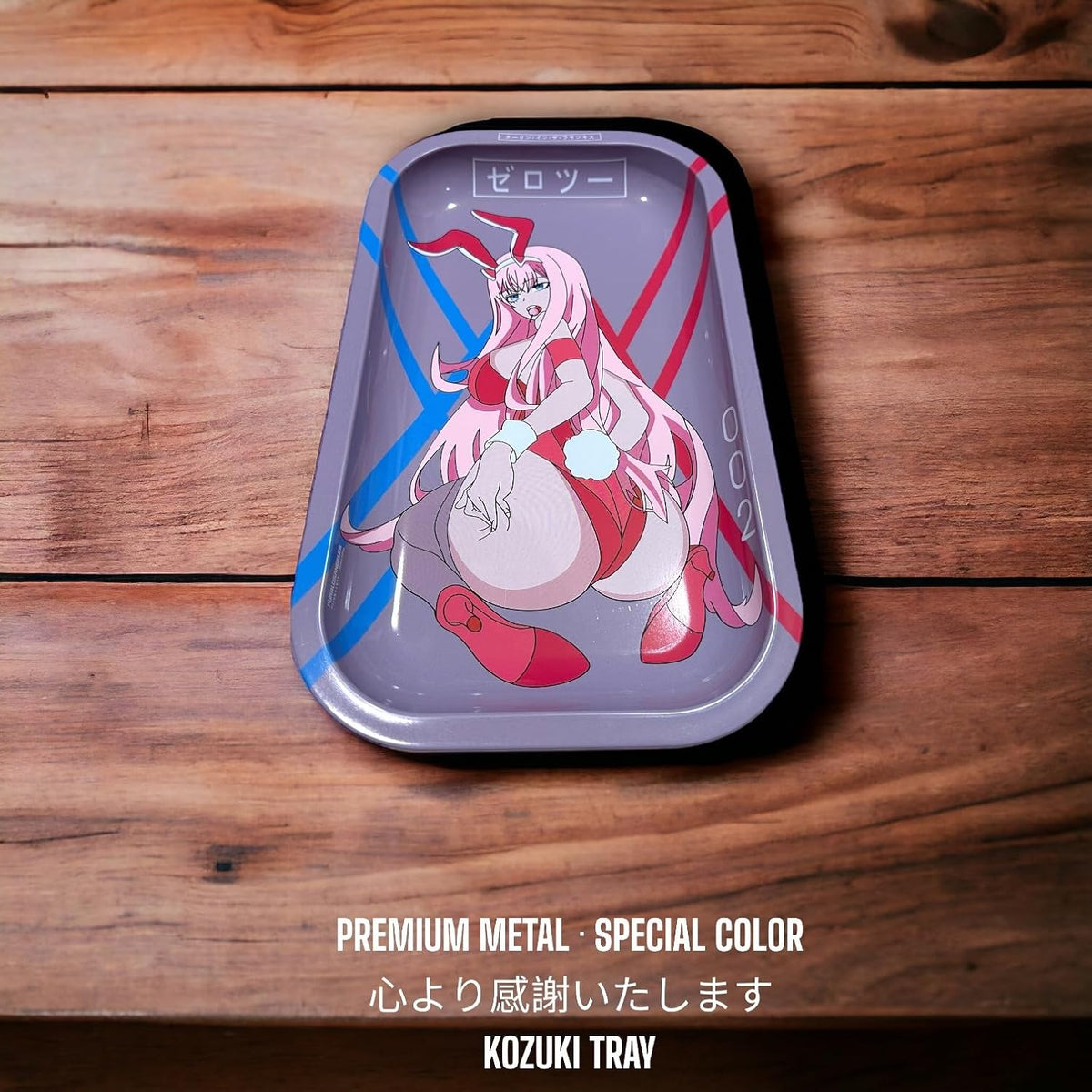 Anime Rolling Tray 11X7 Anime Ash Tray Premium Metal Gold Plating Jewelry Decorative Trendy Gifts Zerotwo Merch Otaku Gift Gaming Desk Decroation (002)