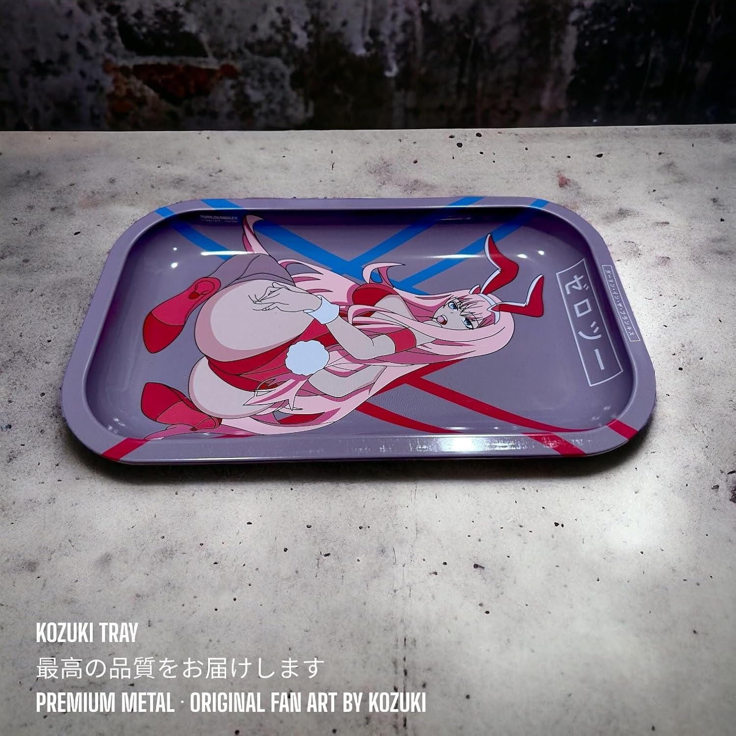 Anime Rolling Tray 11X7 Anime Ash Tray Premium Metal Gold Plating Jewelry Decorative Trendy Gifts Zerotwo Merch Otaku Gift Gaming Desk Decroation (002)