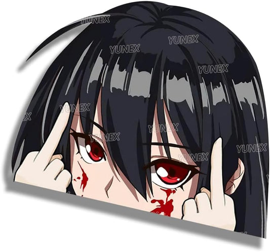 5.1 Inch Anime Akame Car Decals Peeking Creative Vinyl Stickers for Bumper Window Laptop Motorcycle Luggage Waterproof