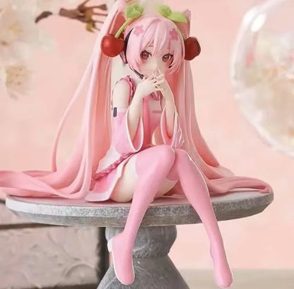 New Hatsune Miku Anime Figure Pink Dress PVC Model Action Toys Cherry Pink Cherry Blossom Decoration Collect Gifts @