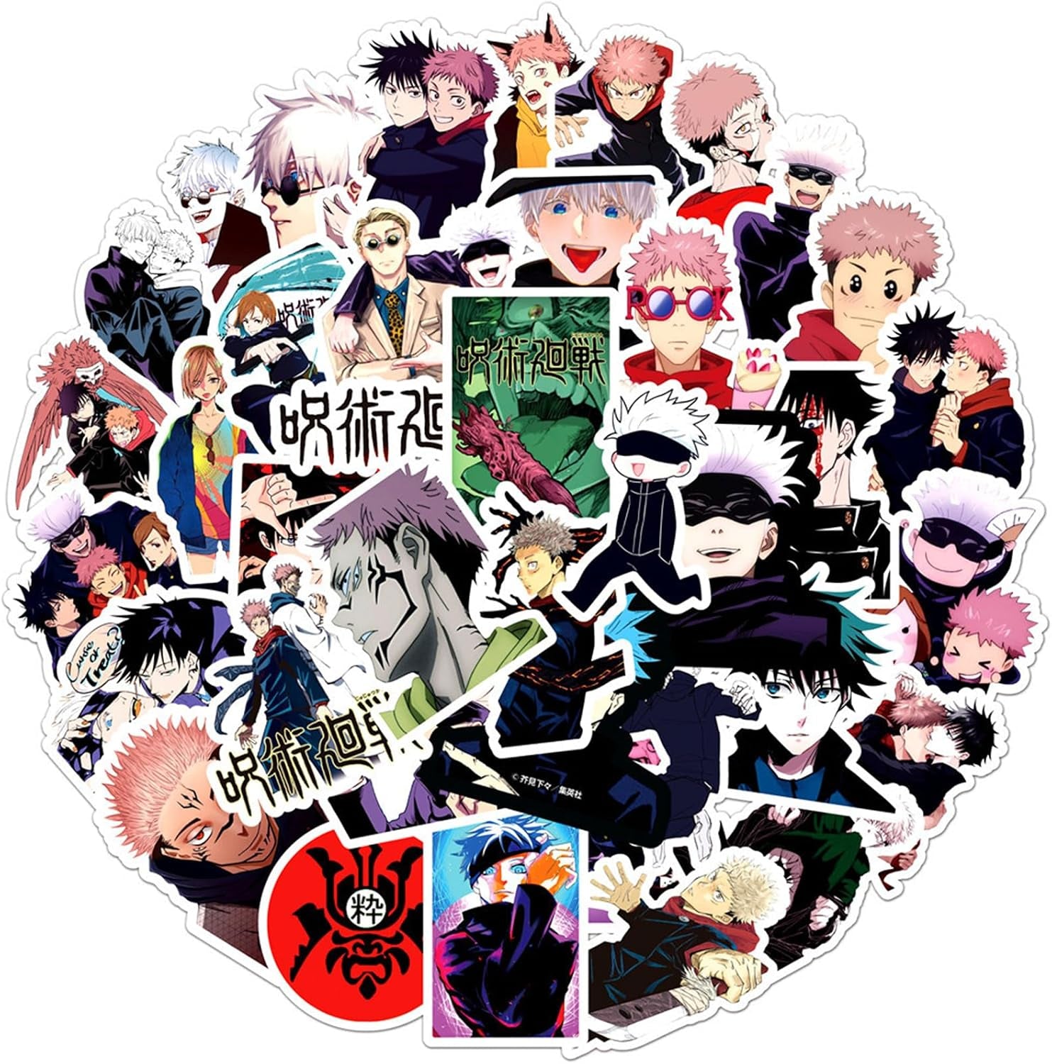 55PCS Jujutsu Kaisen Anime Stickers, Waterproof Vinyl Stickers for Water Bottles Laptop Skateboard Phone Case Luggage, Cartoon Manga Decals for Teens Adults Fans (ZH)